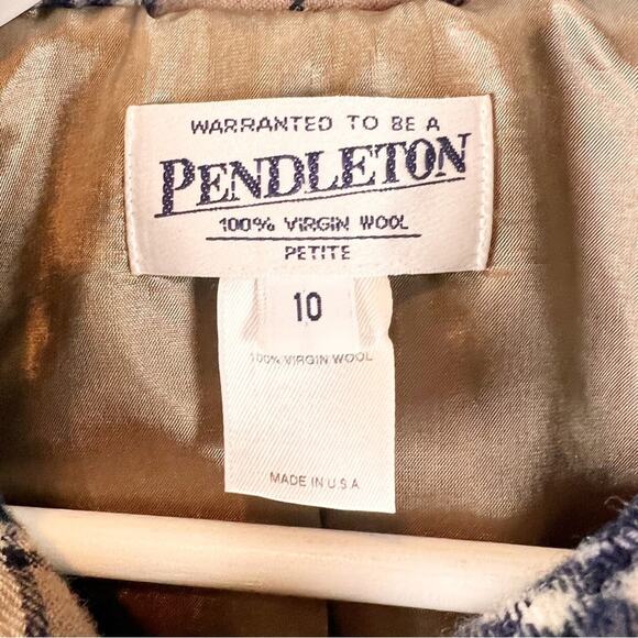 Vintage Pendleton Tartan Tan Zip Blazer Jacket Petite - Picture 4 of 6